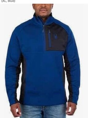 Spyder Men's Gait Quarter Zip Fleece Lined Pullover Jacket Blue Black XL NWT